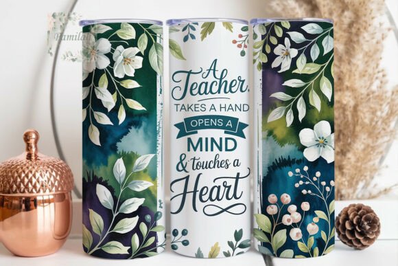 Teacher Floral 20oz tumbler Sublimation Print - Wraps and Blanks