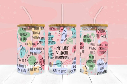 16 Oz Libbey Workout affirmations UVDTF