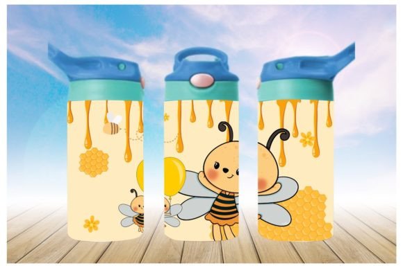 Bee 12oz Sippy cup/tumbler Sublimation Print - Wraps and Blanks