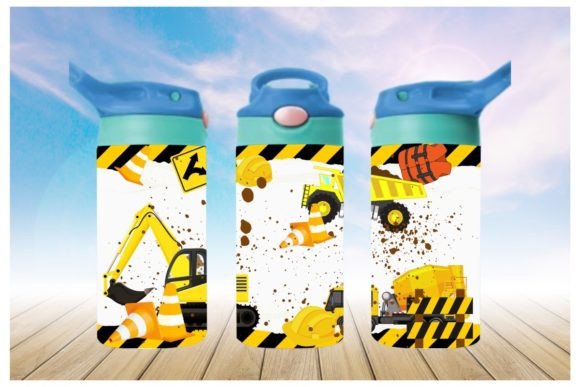 Construction 12oz Sippy cup/tumbler Sublimation Print - Wraps and Blanks