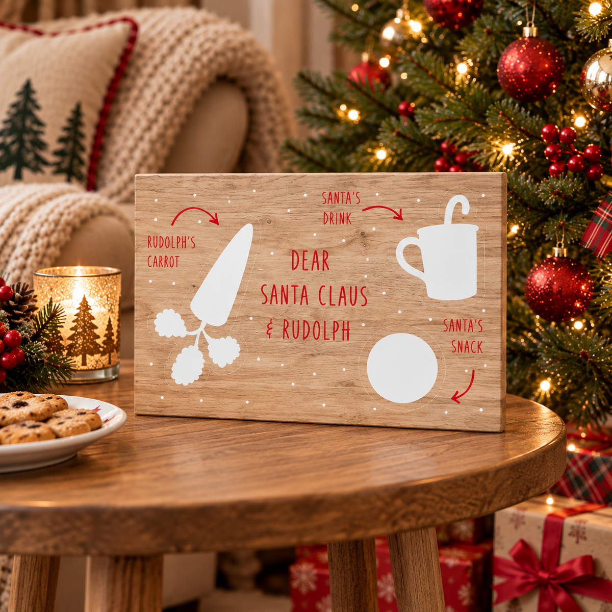 Santa snacks wooden board