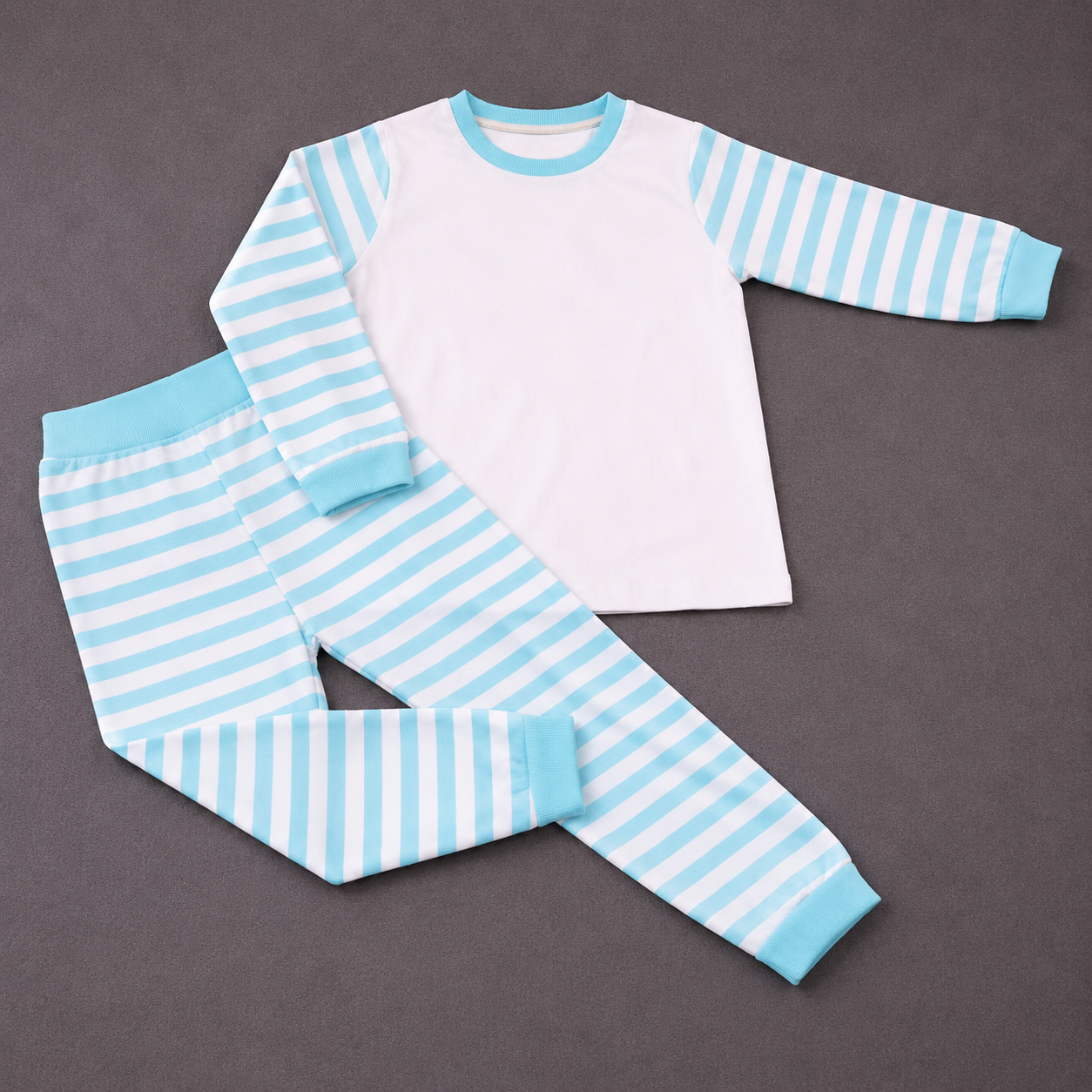 Light Blue Stripes Kids 100% Cotton Pyjamas - Wraps and Blanks