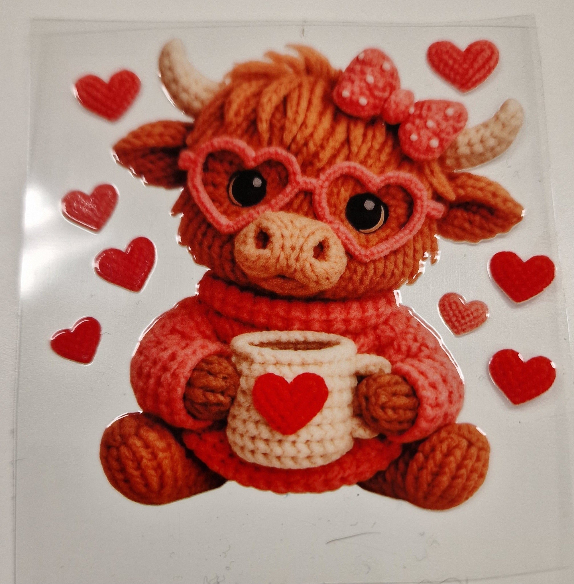 Highland cow Faux Yarn 8cm UVDTF decal - Wraps and Blanks