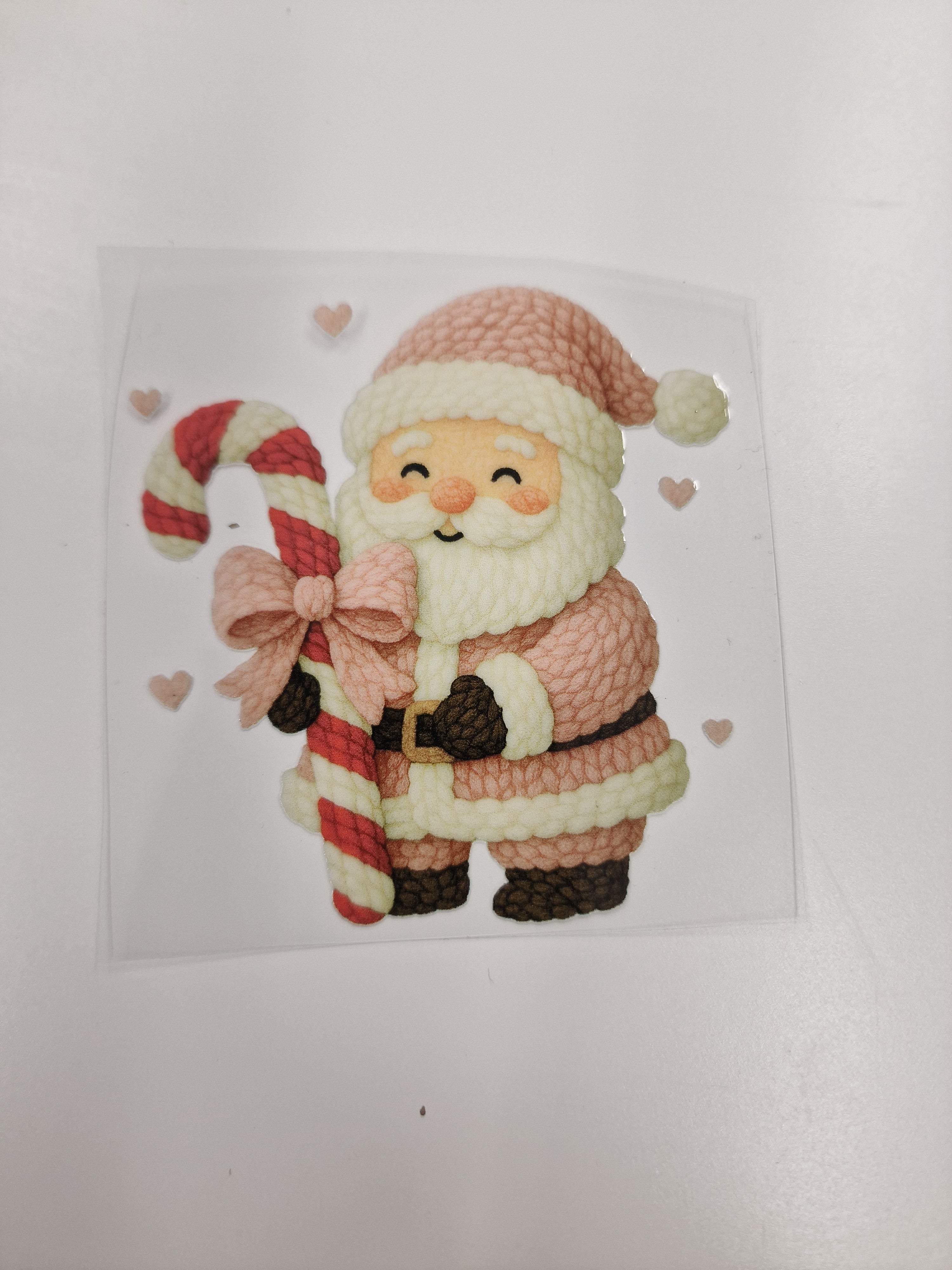 Pink Santa Faux Yarn 8cm UVDTF decal