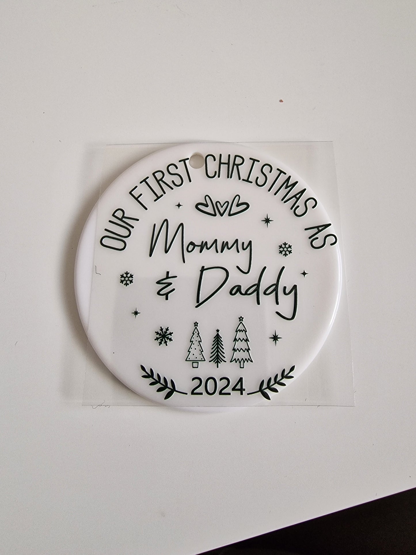 First Christmas as Mommy & Daddy  UVDTF decal