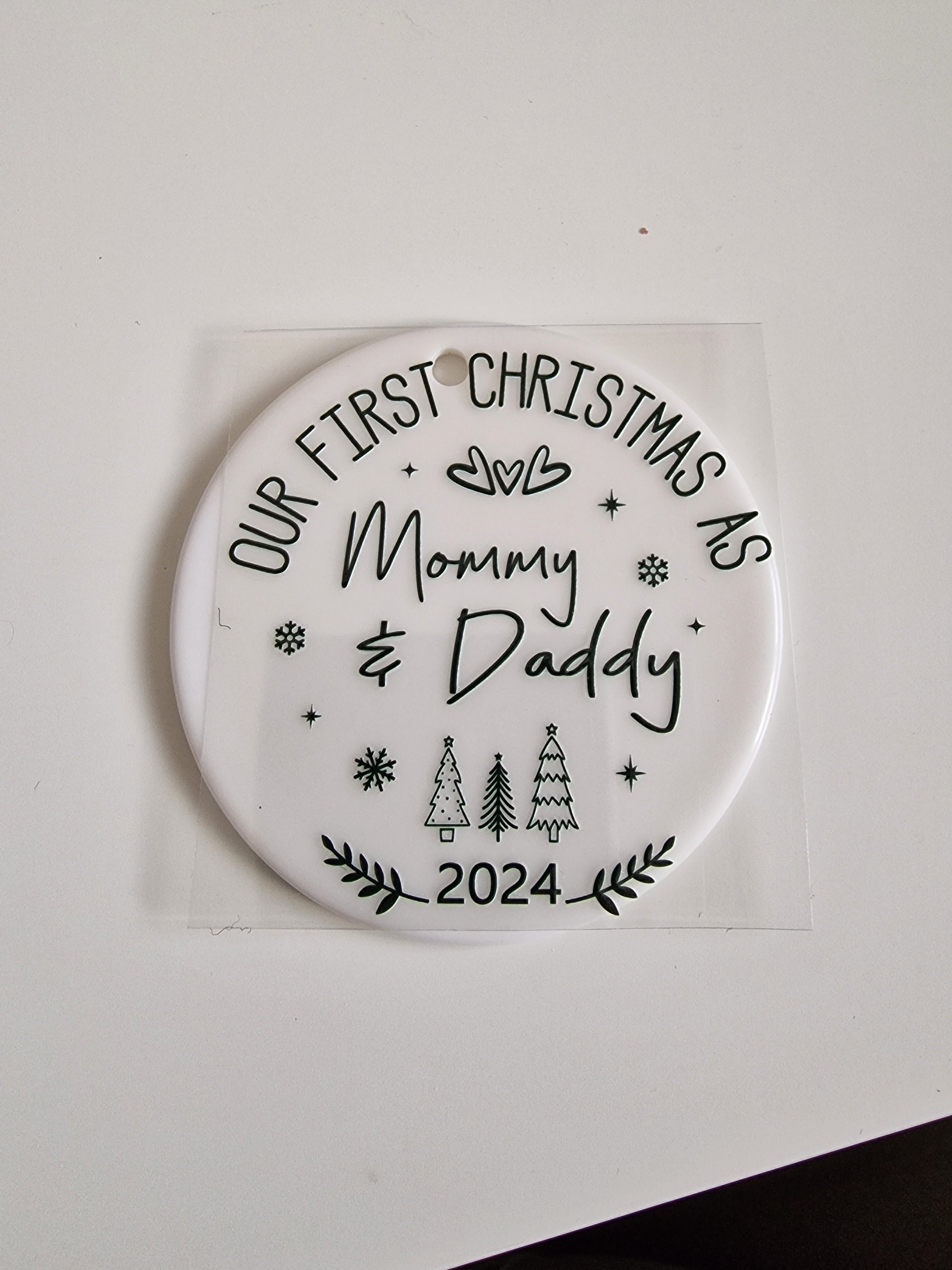 First Christmas as Mommy & Daddy  UVDTF decal