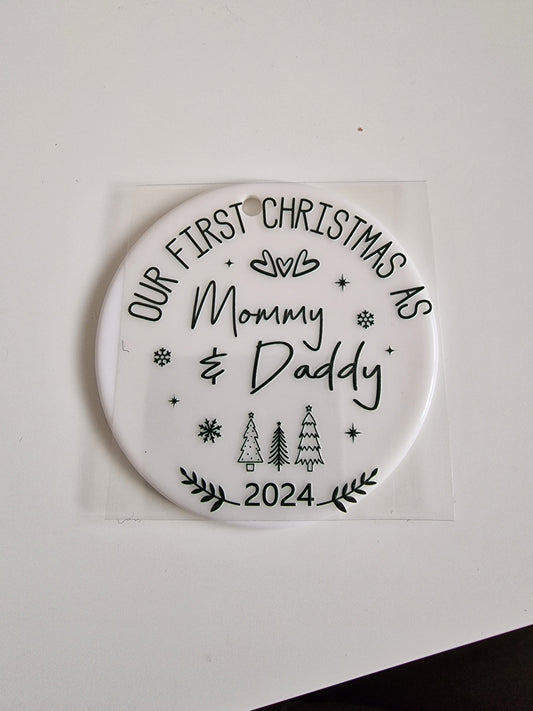 First Christmas as Mommy & Daddy  UVDTF decal