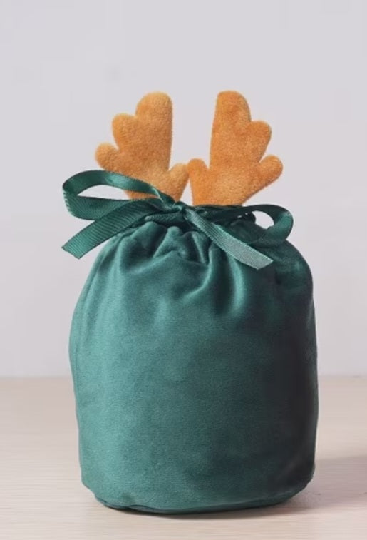 Reindeer ears drawstring bag small - green