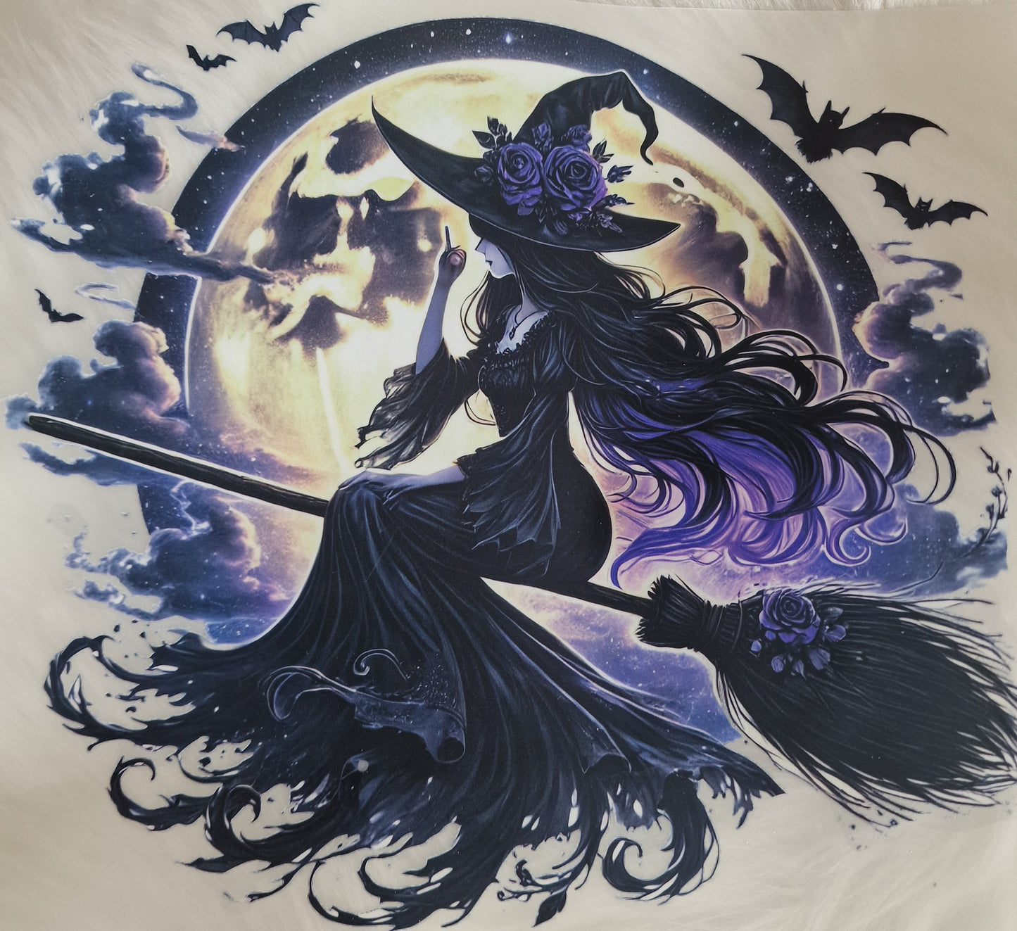 Witch on a broom 18cm DTF print