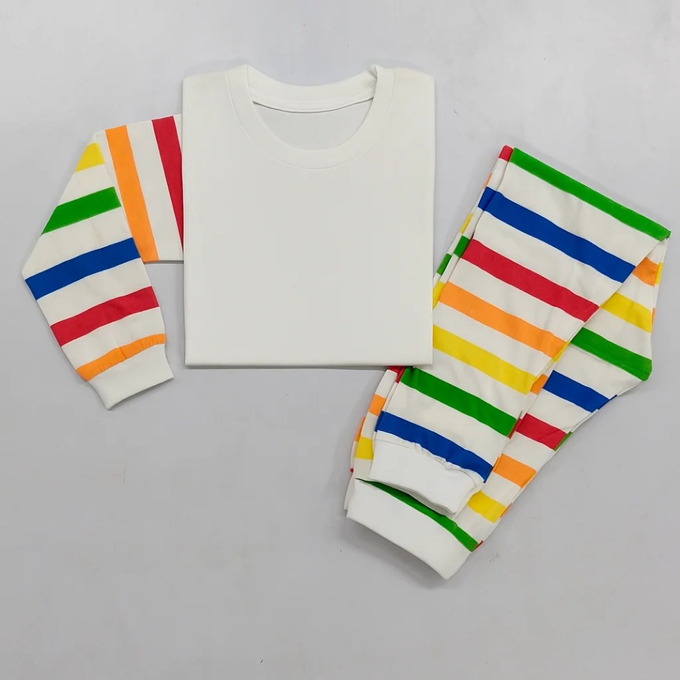 Colorful Rainbow Stripes Sublimation Kids Pyjamas - Wraps and Blanks