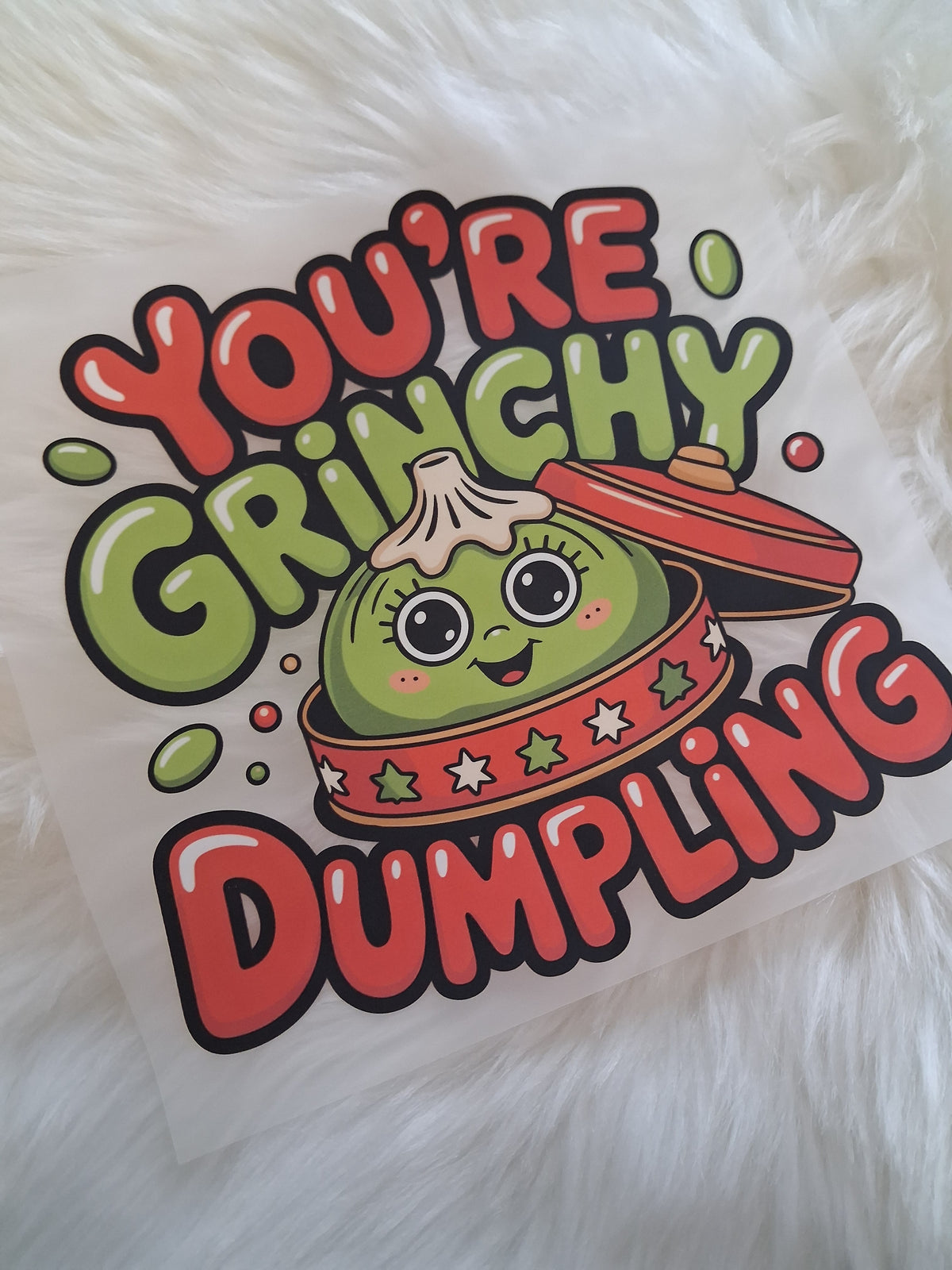 Grinchy dumpling 20cm DTF print
