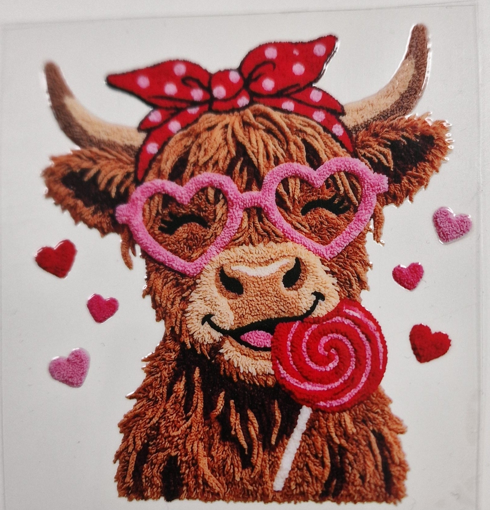 Highland cow Faux Yarn 8cm UVDTF decal - Wraps and Blanks