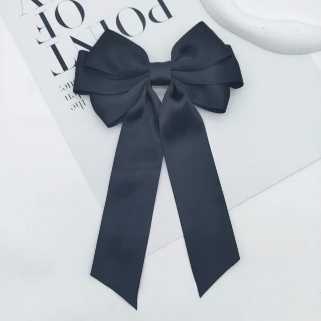 Long tail triple satin hairbows
