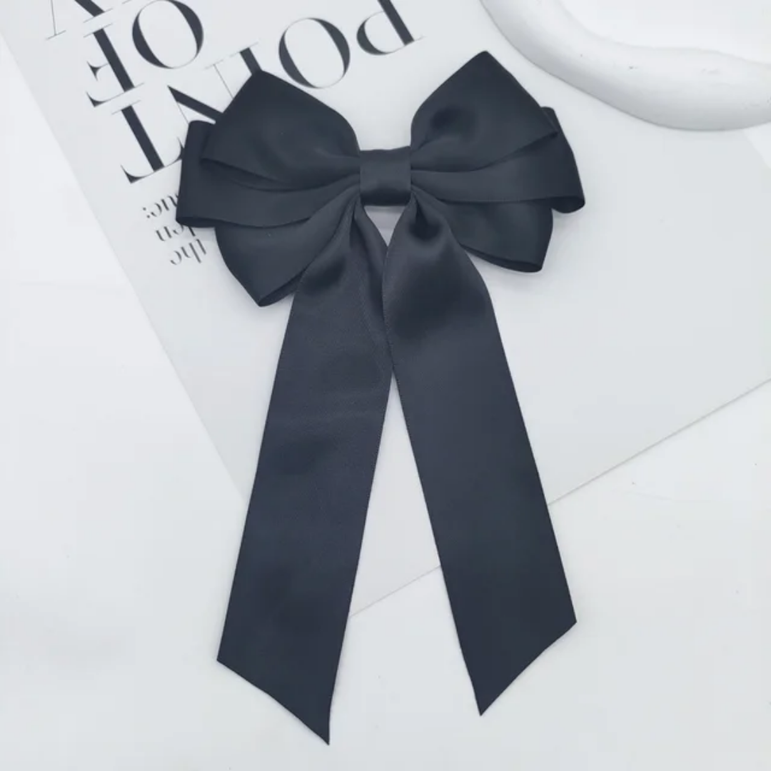 Long tail triple satin hairbows