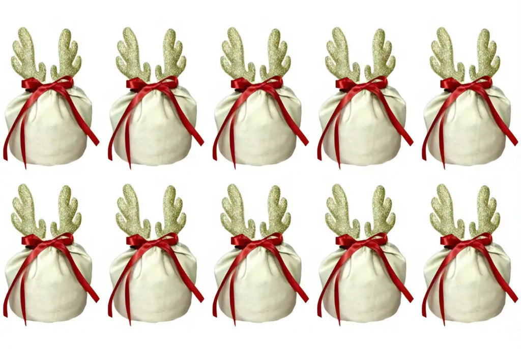 Gold Reindeer ears drawstring bag small