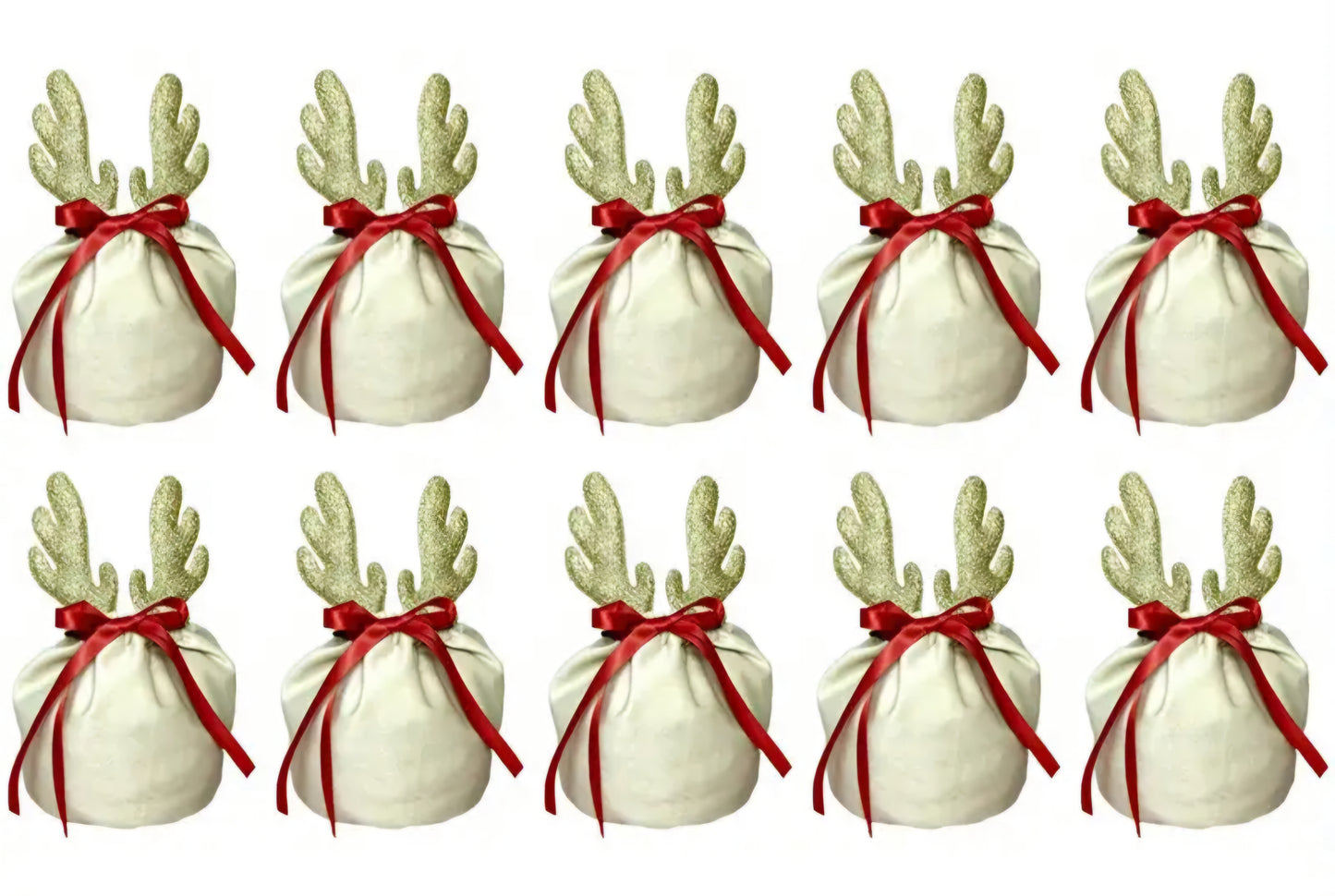 Gold Reindeer ears drawstring bag small
