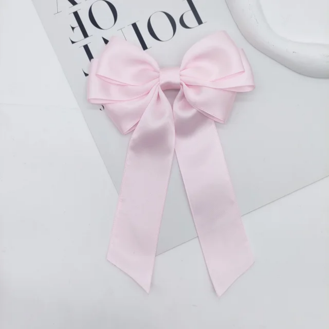 Long tail triple satin hairbows