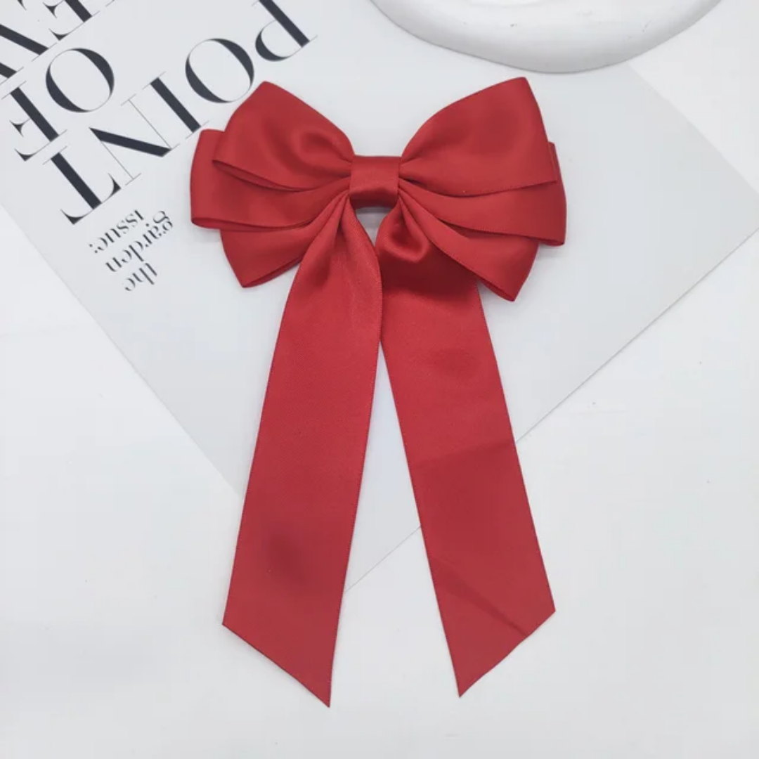 Long tail triple satin hairbows