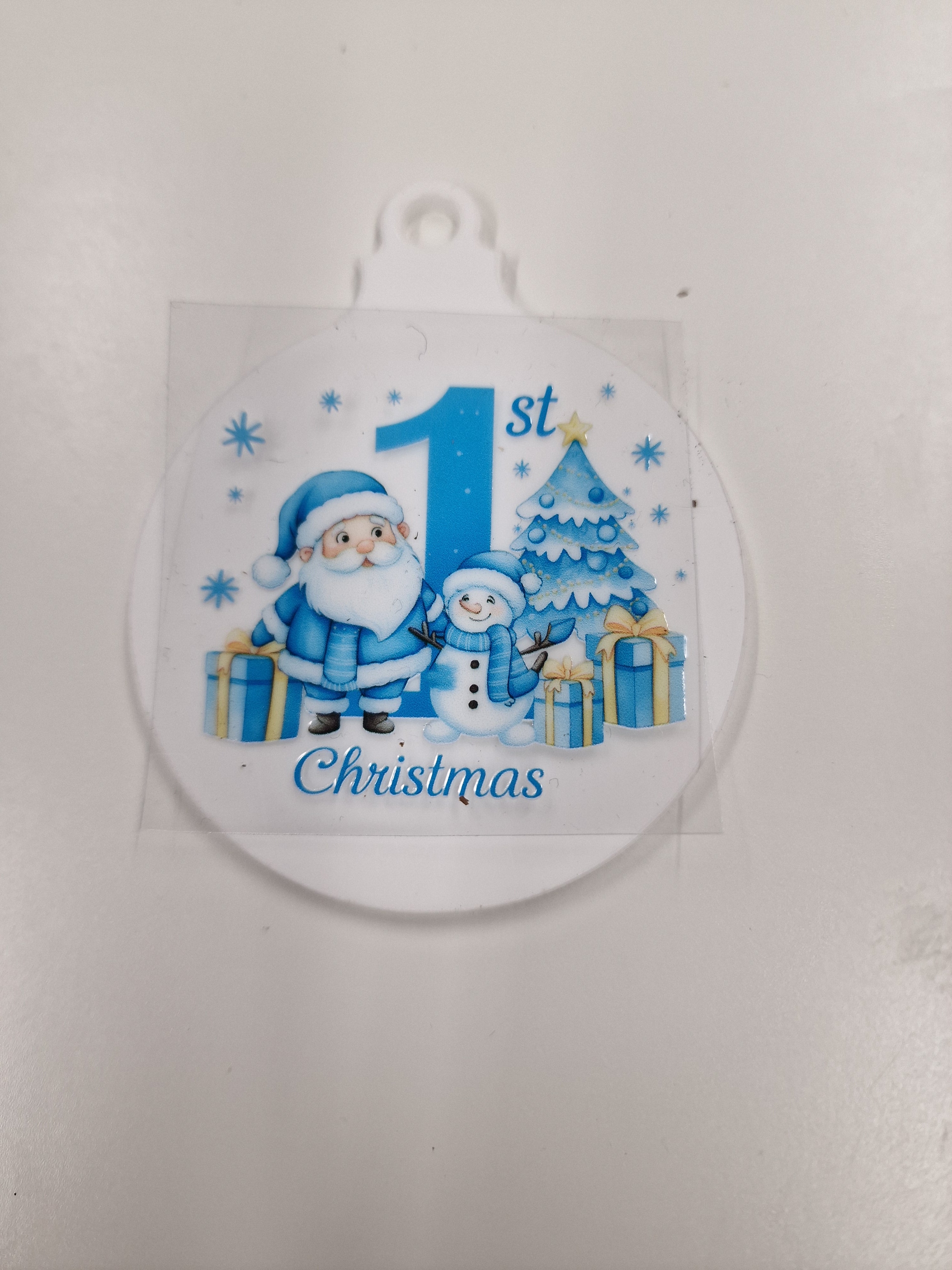 My 1st Christmas blue Santa UVDTF decal