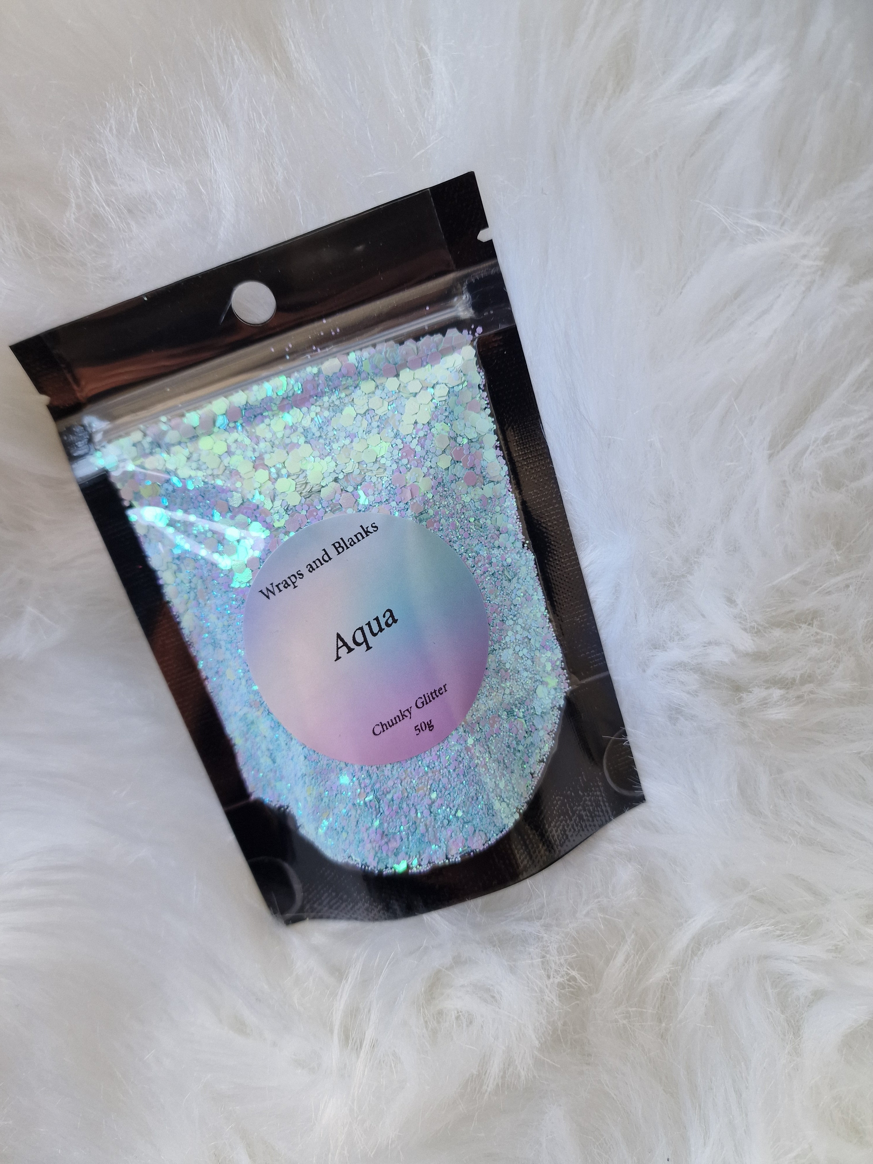"Aqua" chunky glitter
