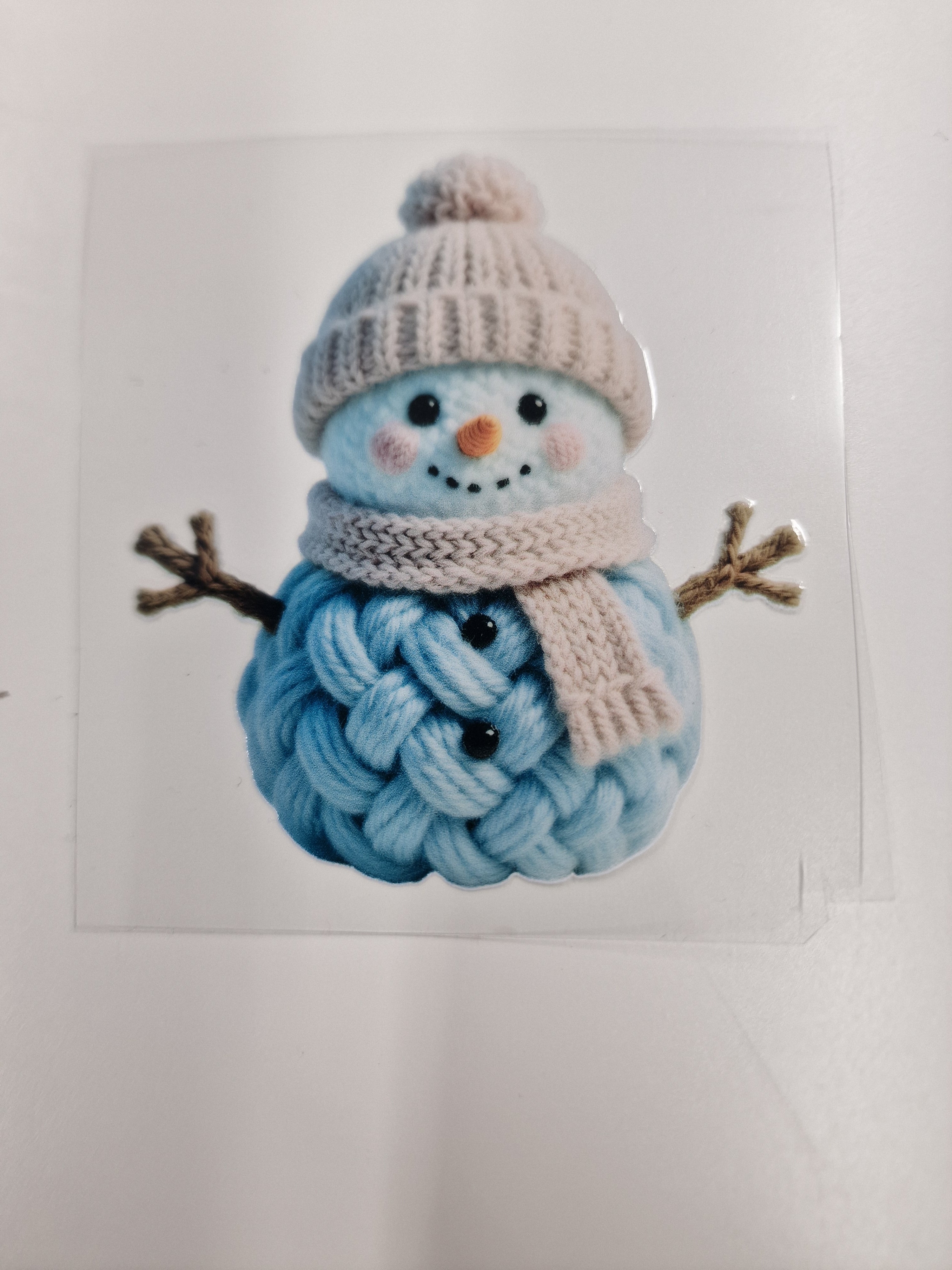 Blue Snowman Faux Yarn 8cm UVDTF decal