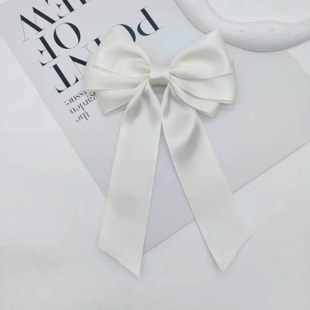 Long tail triple satin hairbows