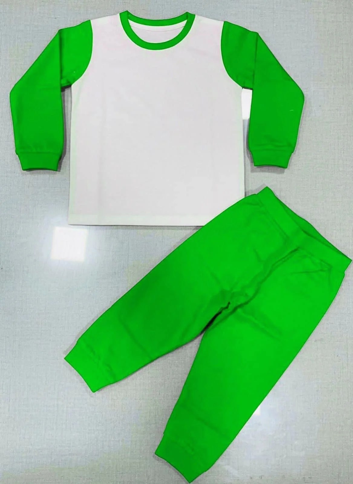 Green Block Sublimation Kids Pyjamas - Wraps and Blanks