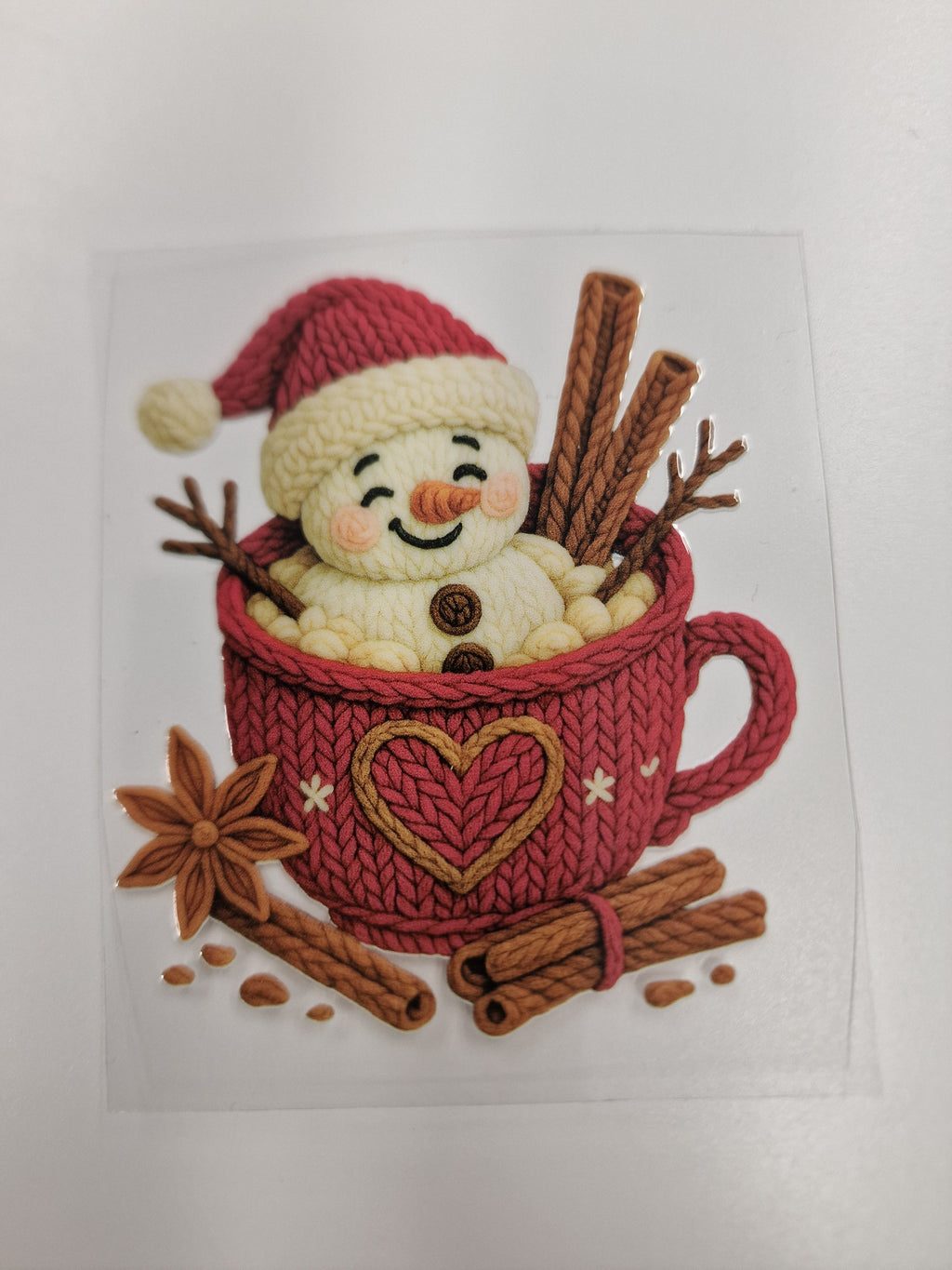 Hot Chocolate Snowman Faux Yarn 8cm UVDTF decal