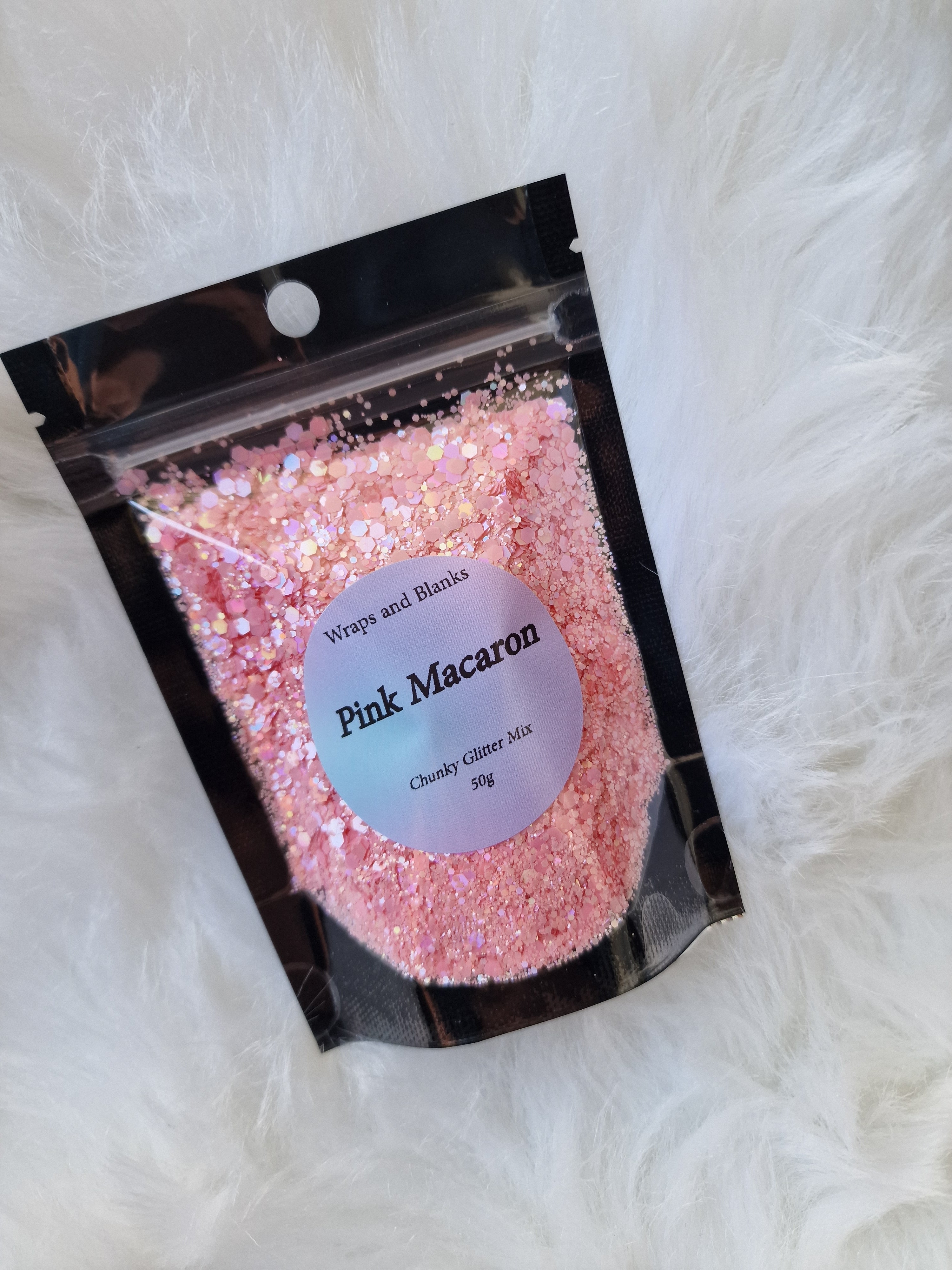 "Pink Macaron" chunky glitter