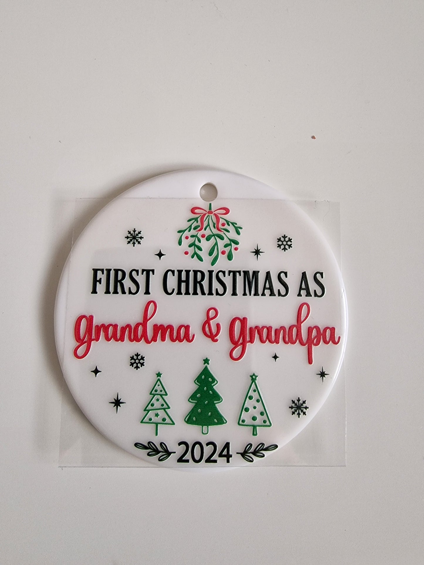First Christmas as Grandma & Grandpa UVDTF decal
