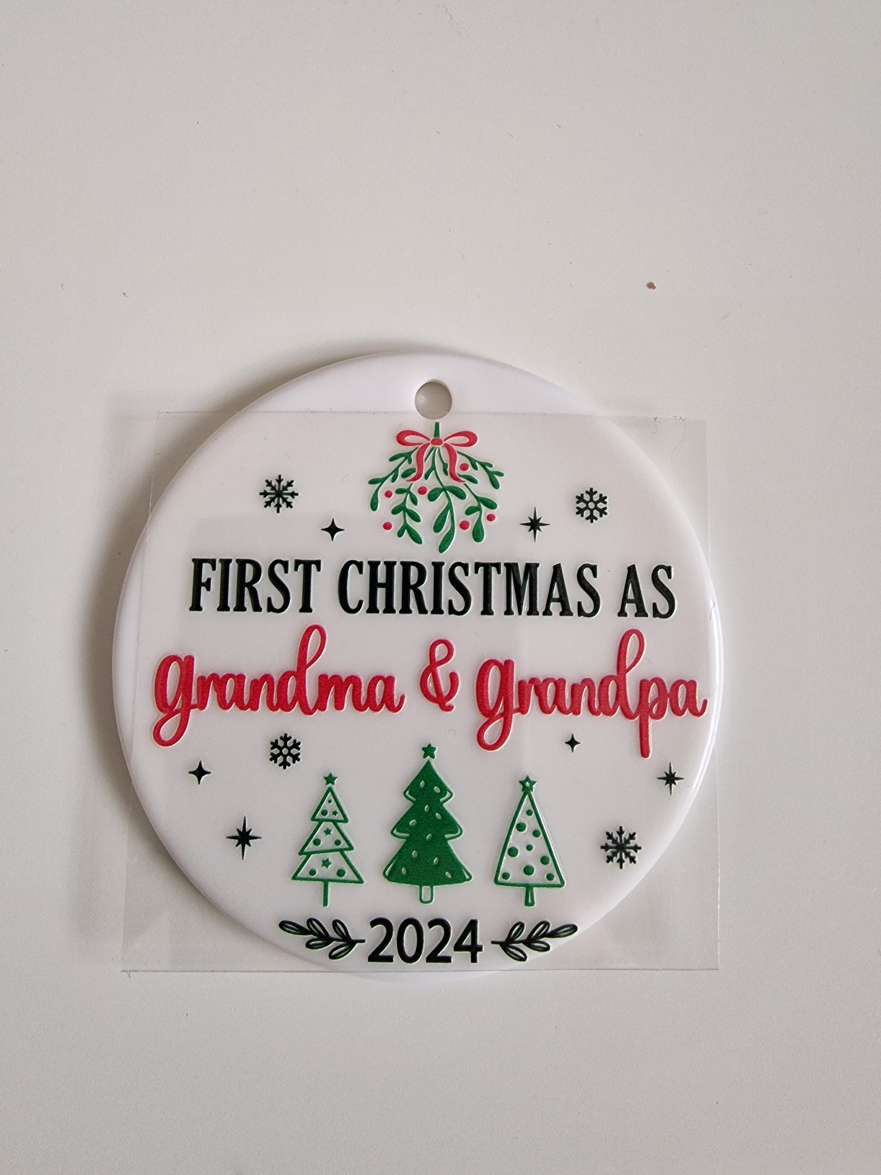 First Christmas as Grandma & Grandpa UVDTF decal
