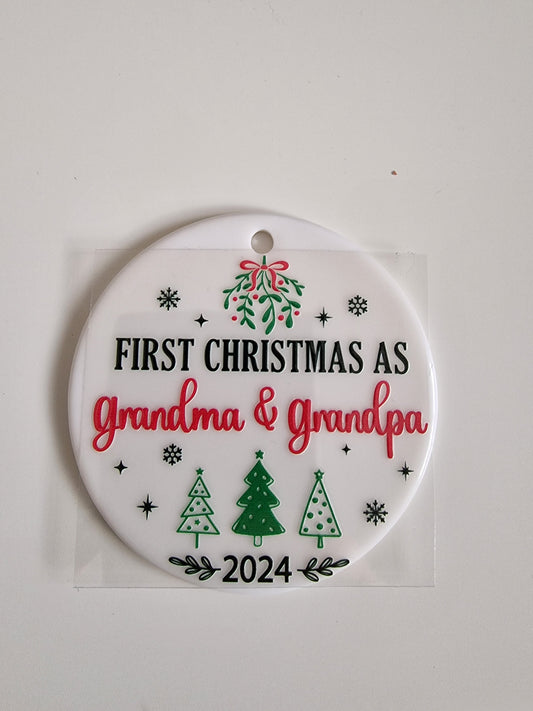 First Christmas as Grandma & Grandpa UVDTF decal