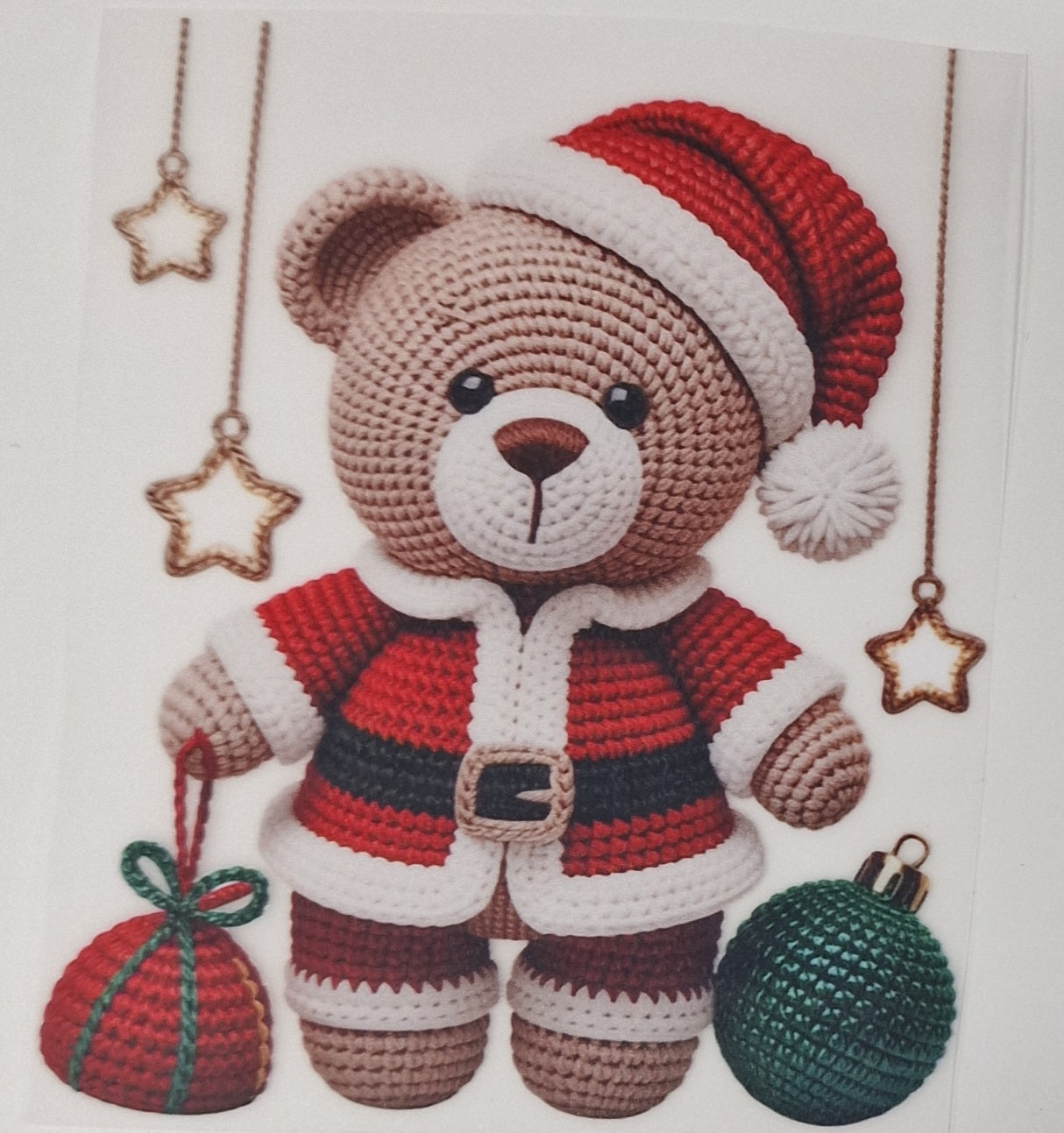 Christmas Teddy Bear Faux Yarn DTF print
