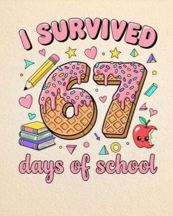 6 7 days of school UVDTF Decal 8cm