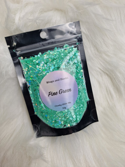 "Pine Green" chunky glitter - Wraps and Blanks