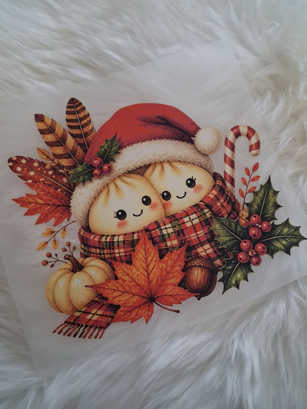 Tartan Christmas dumplings pair 20cm DTF print