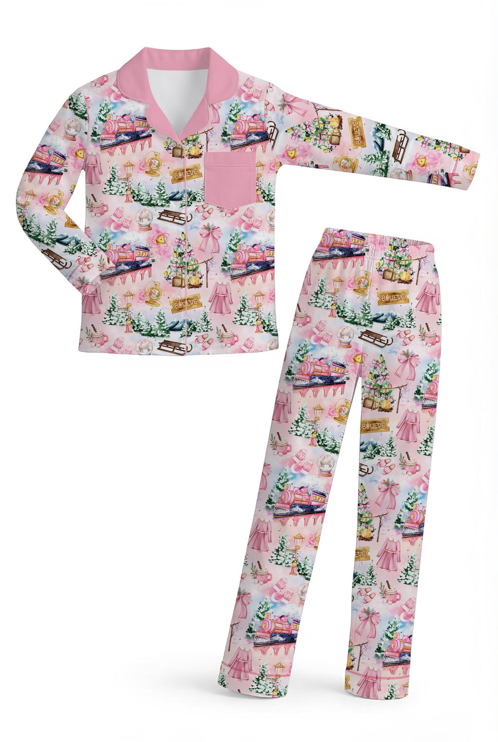Pink Train 100% cotton Kids Pyjamas