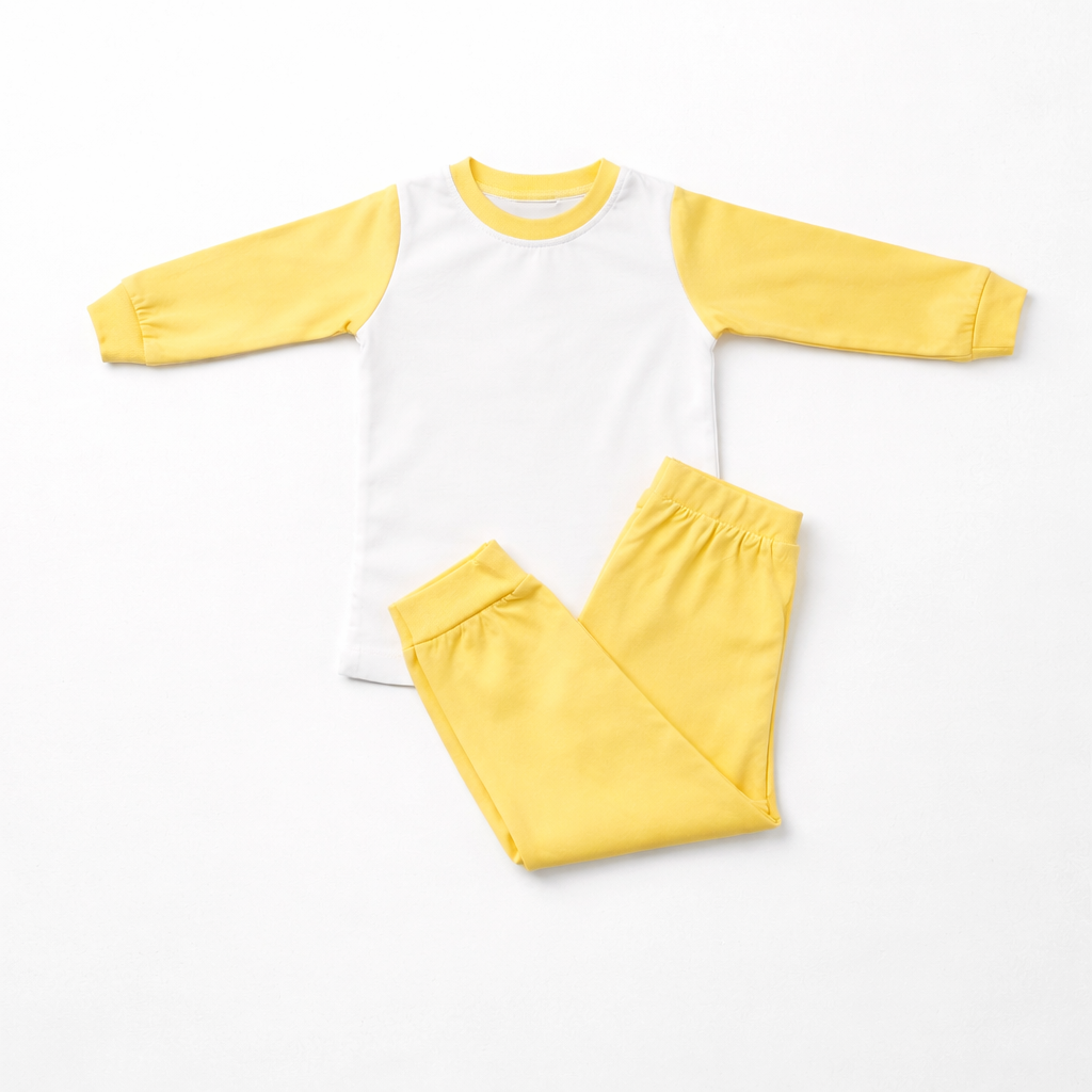 Yellow Block Sublimation Kids Pyjamas - Wraps and Blanks