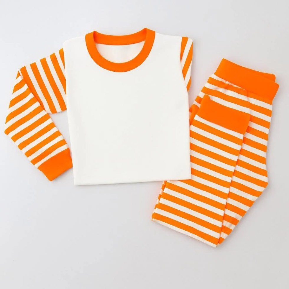 Orange Stripes Sublimation Kids Pyjamas - Wraps and Blanks