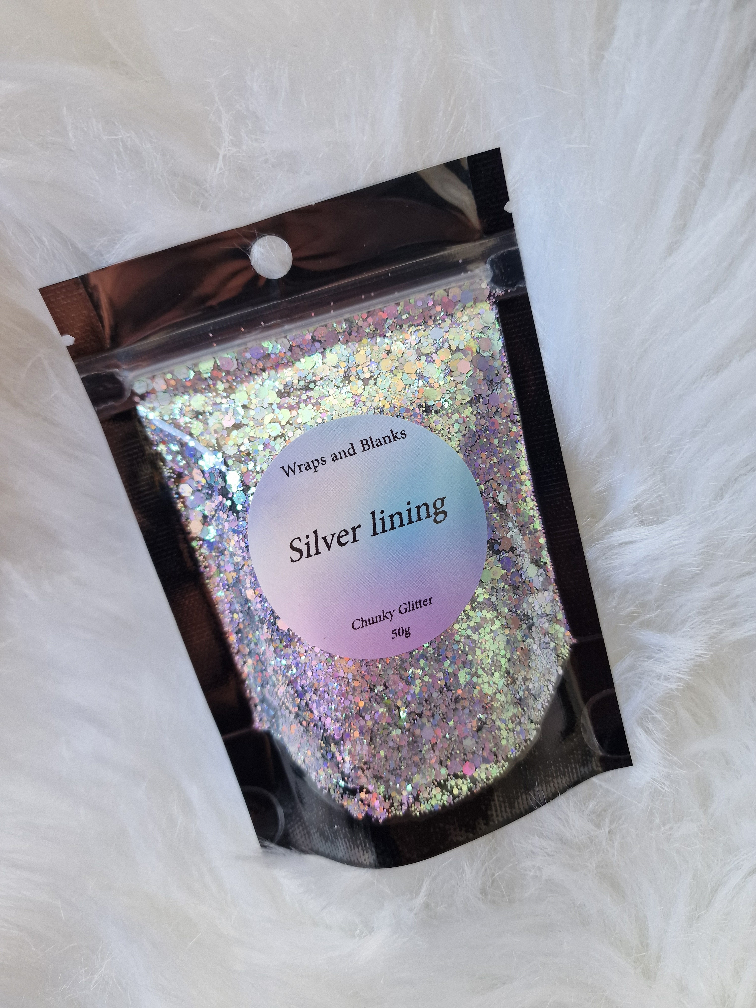 "Silver lining" chunky glitter