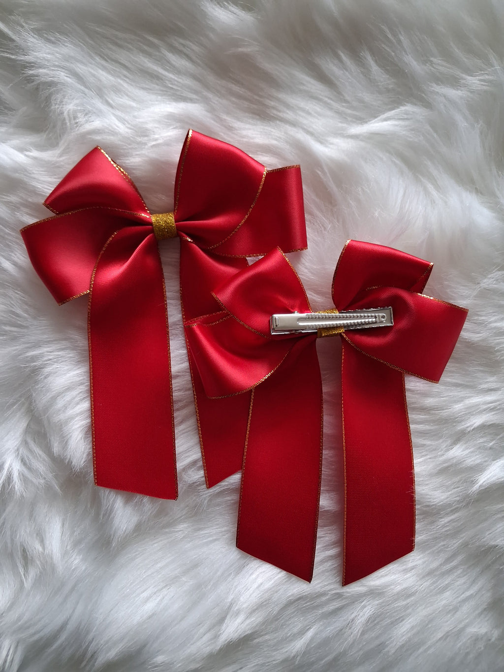 5" glitter satin hairbows - Wraps and Blanks