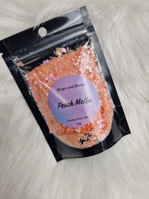 "Peach Melba" chunky glitter - Wraps and Blanks