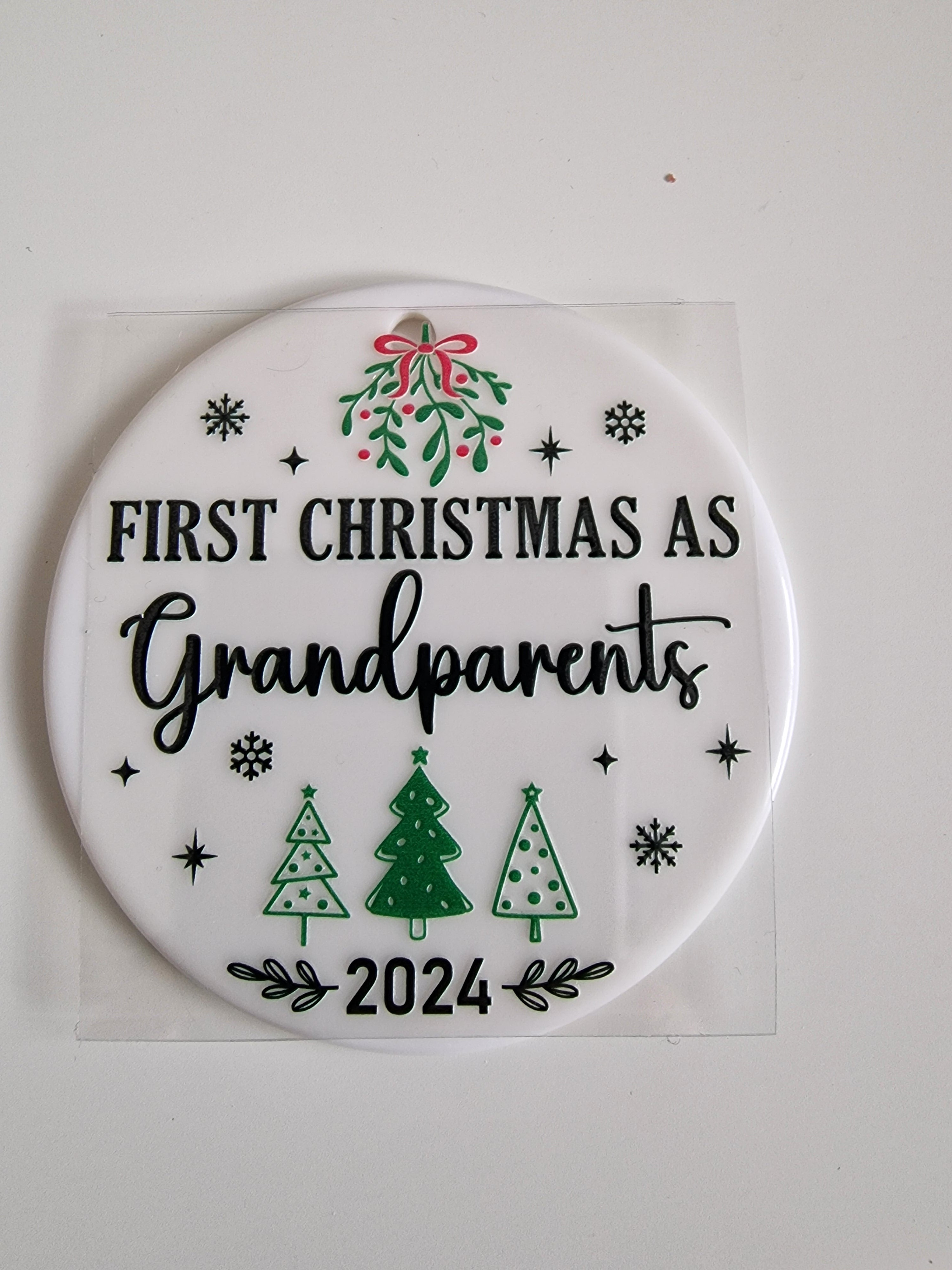 First Christmas as Grandparents UVDTF decal