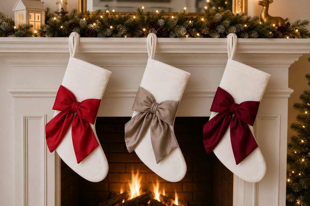 Velvet Christmas oversized bow stockings