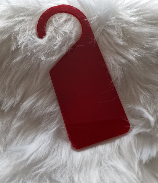 Red acrylic door hanger