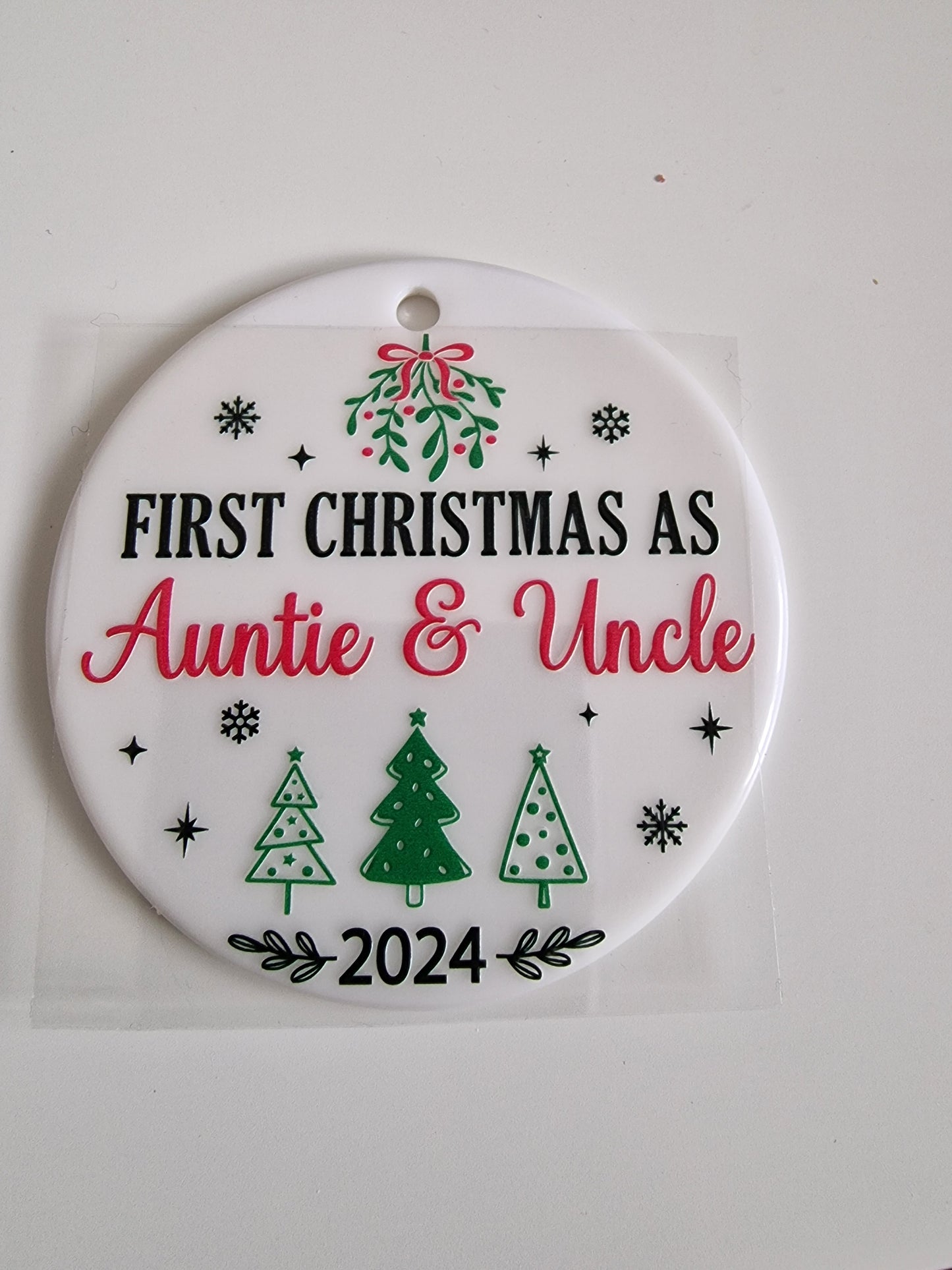 First Christmas as Auntie and Uncle  UVDTF decal