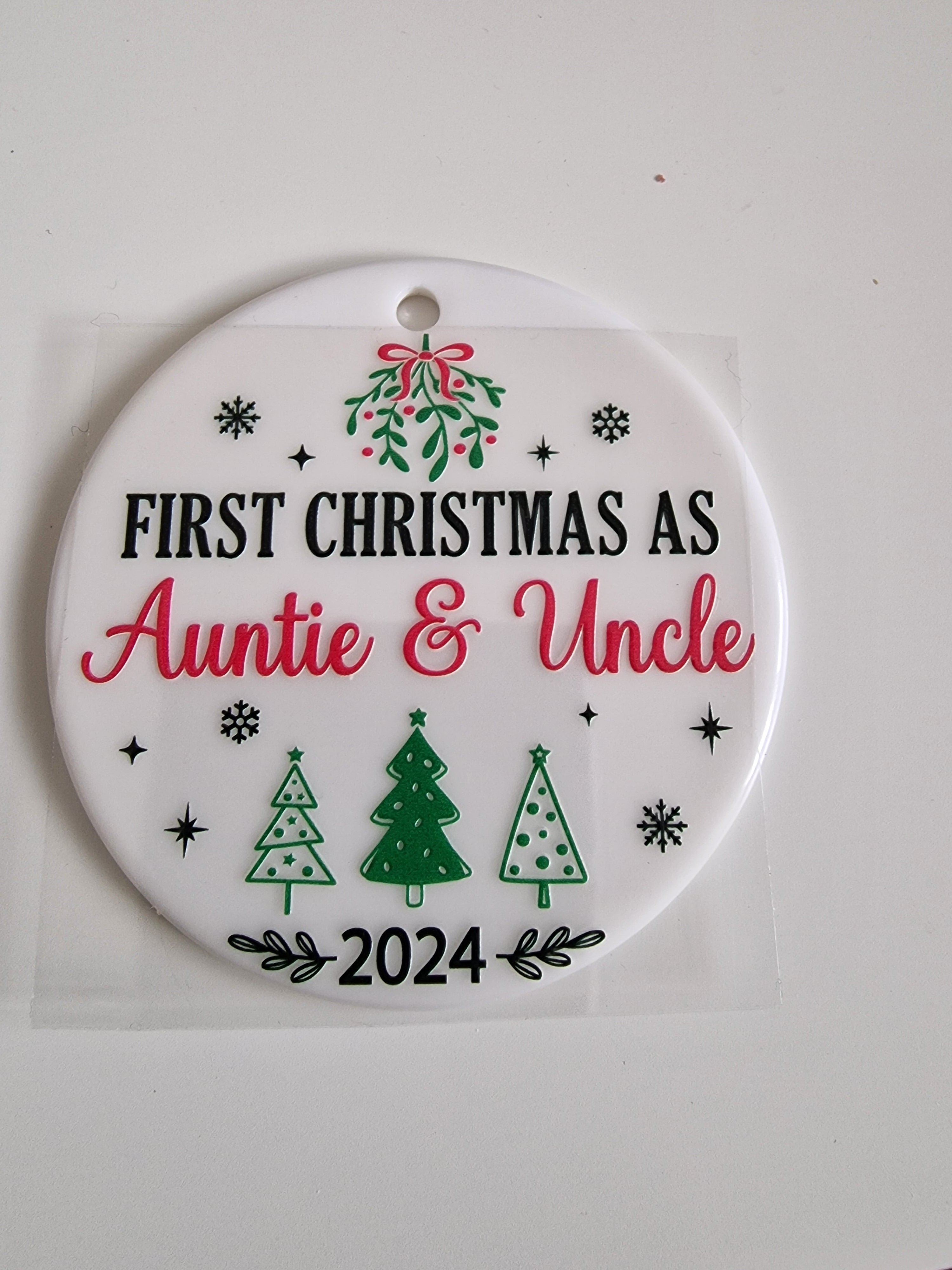 First Christmas as Auntie and Uncle  UVDTF decal