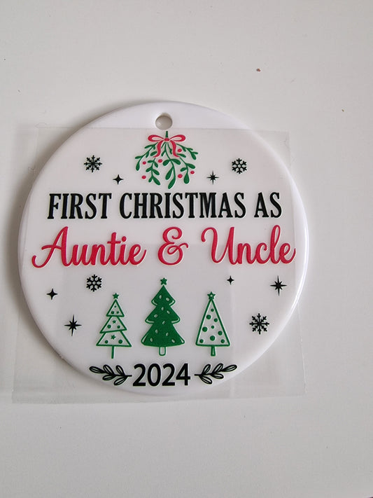 First Christmas as Auntie and Uncle  UVDTF decal