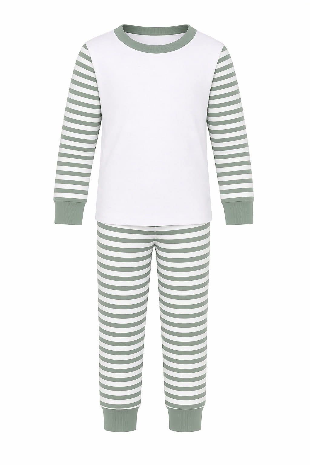 Sage Green stripes Sublimation Kids Pyjamas - Wraps and Blanks