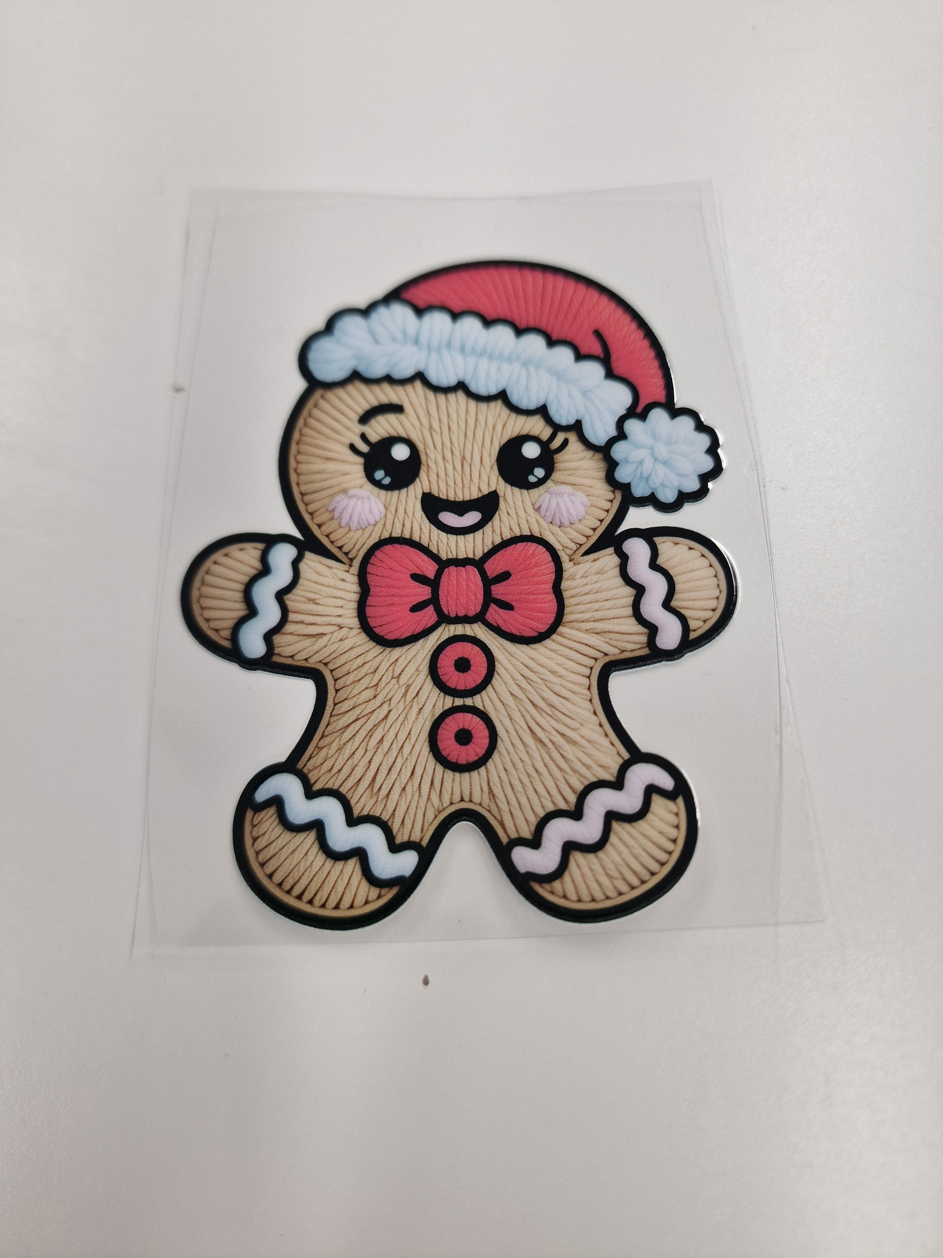 Gingerbread Santa Hat Faux Yarn 8cm UVDTF decal